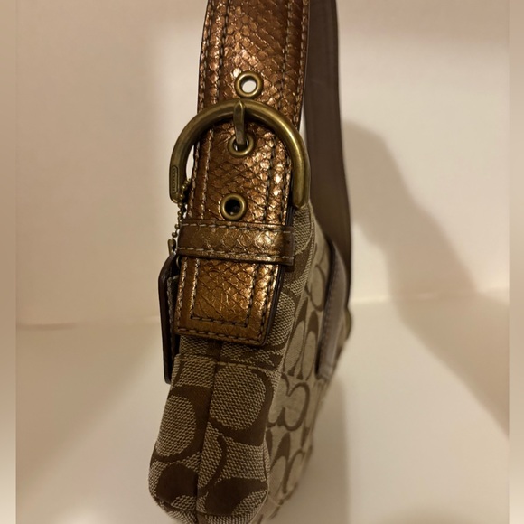 Coach Vintage 2005 Signature Flap Shoulder Bag W/Snake Skin Bronze  8K38 - Picture 15 of 15